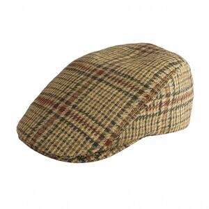 M&S Mark & Spencer Sartorial Brown Wool Plaid Checkered Newsboy Flat Cap Sz S-M